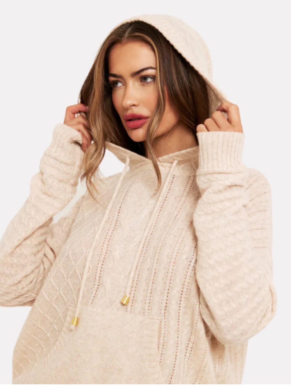 Brodie Cashmere Cableknit Oversized Hoodie
